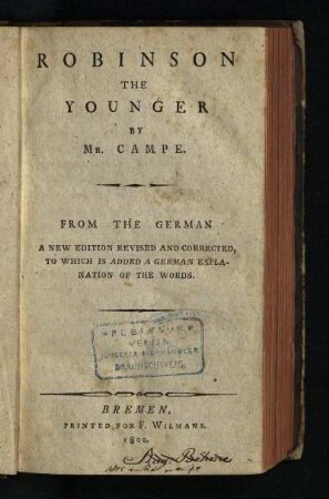 Robinson The Younger : From The German