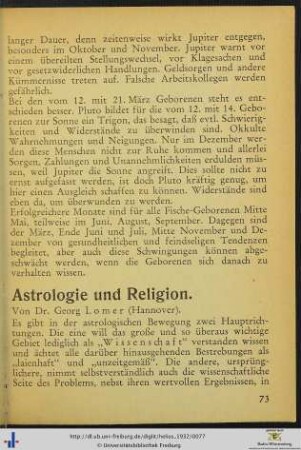 Astrologie und Religion.