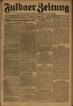 Erste Ausgabe vom Sonntag, den 20. August 1922.