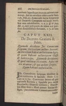 Caput XXII. De Decreto Gratiani & Paleis.