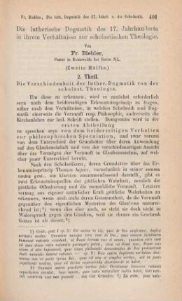 401-461 Die lutherische Dogmatik des 17. Jahrhunderts in ihrem Verhältnisse zur scholastischen Theologie : zweite Hälfte