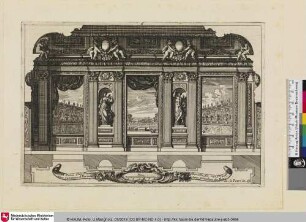 [Entwurf einer Wandverkleidung mit Skulpturen in den Nischen; Lambris avec des statues dans des niches]