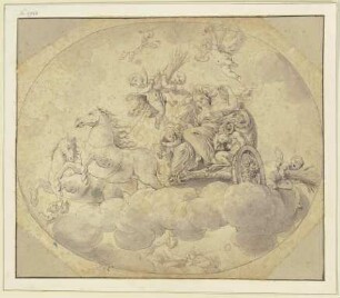 Ceres auf einem Wagen in Wolken