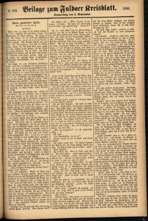 Zweite Ausgabe vom Donnerstag, den 01. September 1898.