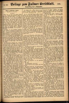 Zweite Ausgabe vom Donnerstag, den 01. September 1898.