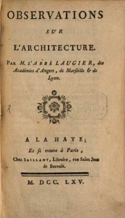 Observations sur l'architecture