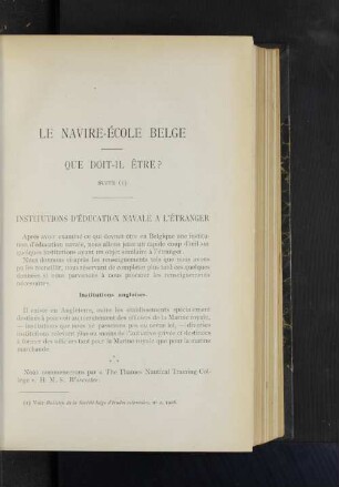 Le navire-école belge. Que doit-il être?