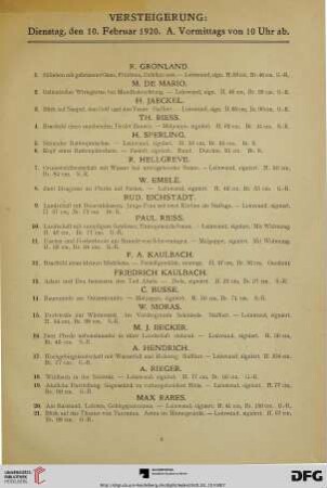 Versteigerung: Dienstag, den 10. Febr4uar 1920. A. Vormittags von 10 Uhr ab (Nr. 1-146)