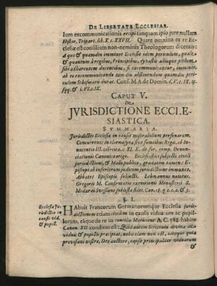 Caput V. De Iurisdictione Ecclesiastica.