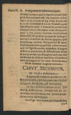 Caput Secundum. De Logicae definitione.