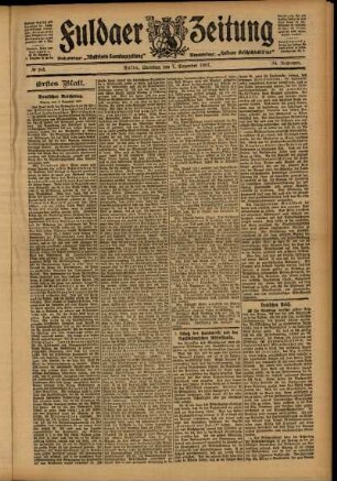 Erste Ausgabe vom Samstag, den 07. Dezember 1907.