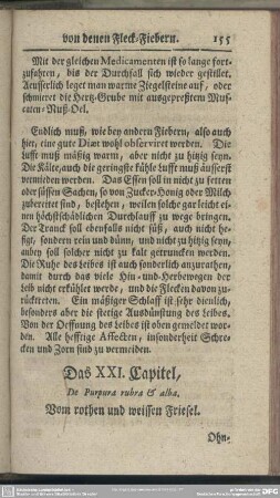 Das XXI. Capitel, Vom rothen und weissen Friesel