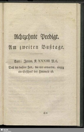 Achtzehnte Predigt. Am zweiten Bußtage