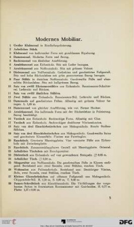 Modernes Mobiliar (Nr. 1-69)