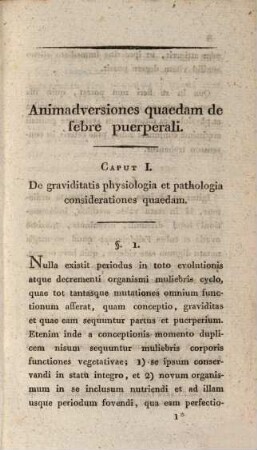 Animadversiones quaedam de febre puerperali