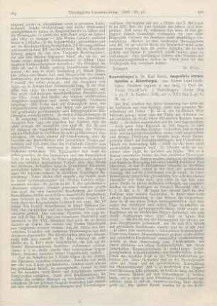 270-272 [Rezension] Hundeshagen, Karl Bernh., Hundeshagen’s Ausgewählte kleinere Schriften u. Abhandlungen. Aus seinem handschriftlichen Nachlaß ergänzt u. neu hrsg. v. Thdr. Christlieb. 2 Abtheilungen