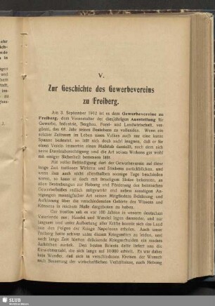 V. Zur Geschichte des Gewerbevereins zu Freiberg
