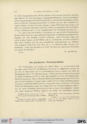 6: Zur griechischen Künstlergeschichte