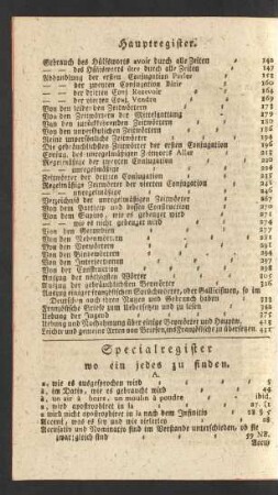 Specialregister wo ein jedes zu finden