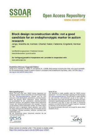 Block design reconstruction skills: not a good candidate for an endophenotypic marker in autism research