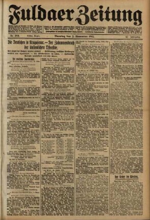 Erste Ausgabe vom Dienstag, den 02. November 1915.