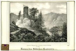 Ruinen des Schlosses Lauterstein, Sachsen. 1839.