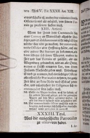 XXXIII. Titul. Was die ausgeschickte Patrouillen zu observiren haben.