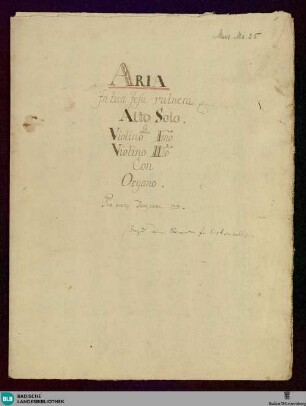 In tua Jesu vulnera - Don Mus.Ms. 25 : A, vl (2), org; B|b