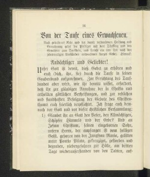 Von der Taufe eines Erwachsenen.