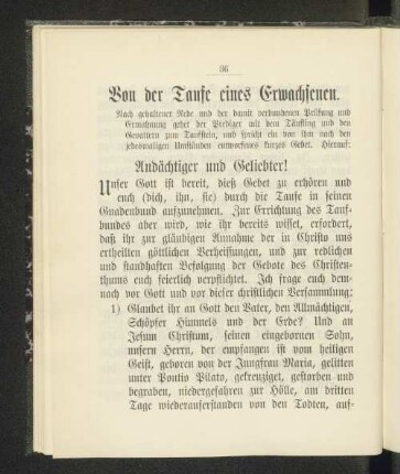 Von der Taufe eines Erwachsenen.
