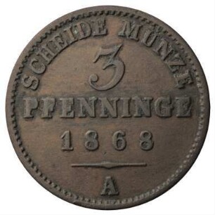Fundmünze, 3 Pfennig, 1868