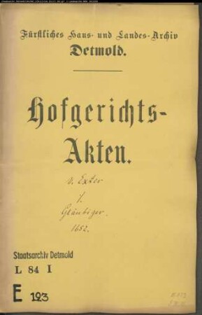 von Exter, Johann zu Pottenhausen gegen Kreditoren - Schuldforderung