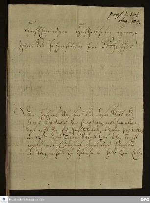 Brief von Jacob Krantz an August Hermann Francke.