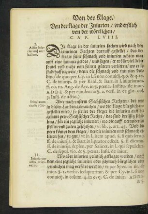 Von der klage der Iniurien/ und erstlich von der wörtlichen/ Cap. LVIII.