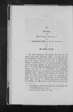 II. Beiträge zur Adelsgeschichte