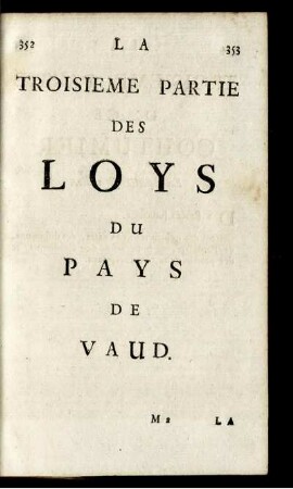 La troisieme partie de loys du pays de Vaud.