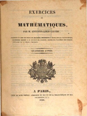 Exercices de mathématiques. 4, 4. 1829