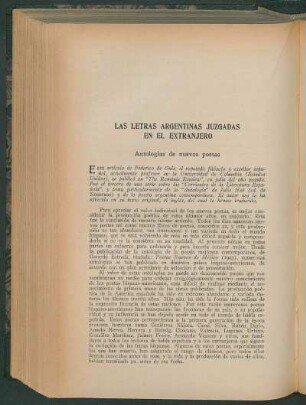 Las letras argentinas juzgadas en el extranjero