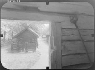 Lübbenau-Lehde, Dorfstraße 3. Freilandmuseum. Schweinestall. Giebelansicht (aus einem Stallgebäude)