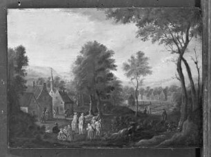 Landschaft mit einem Dorf