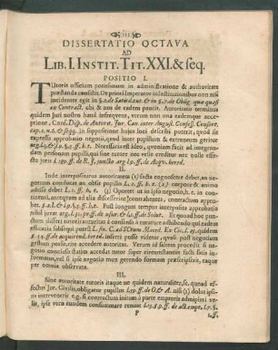 Dissertatio Octava Ad Lib. I. Instit. Tit. XXI. & seq.