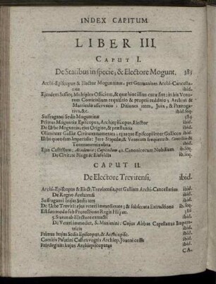 [Index Capitum Et Singularum eorundem Materiarum]. Liber III.