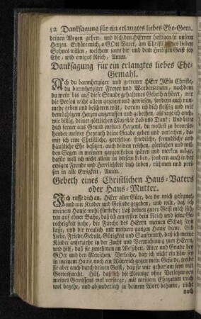 Gebeth eines Christlichen Haus-Vaters oder Haus-Mutter.