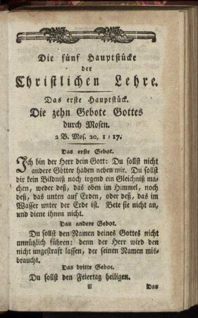 Die fünf Hauptstücke der Christlichen Lehre.