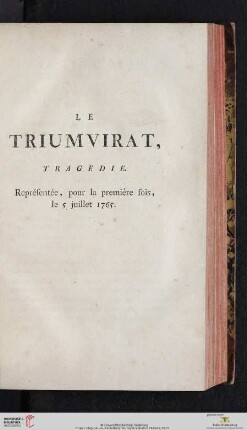 Le triumvirat, tragedie