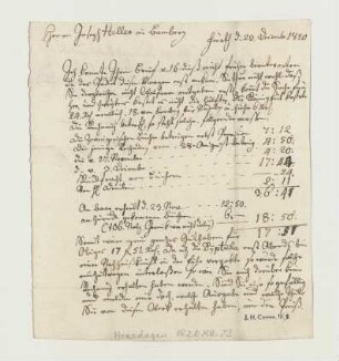 Brief von Friedrich Heerdegen an Joseph Heller