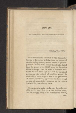 Sect. VIII. Establishments for Education in Calcutta.