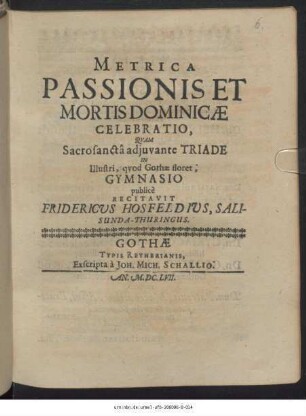 Metrica Passionis Et Mortis Dominicae Celebratio