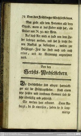 Von den Herbsts-Wechselfiebern