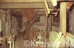 Kupfermühle: Innenansicht: Mahlboden: Trichter, Kupe